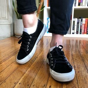 Black Velvet Superga Sneakers (Women’s)